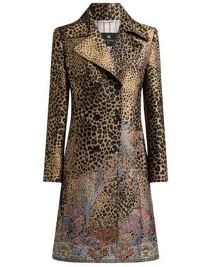 Etro Double-Breasted Jacquard Coat With Paisley And Animal Motif - Multicolour