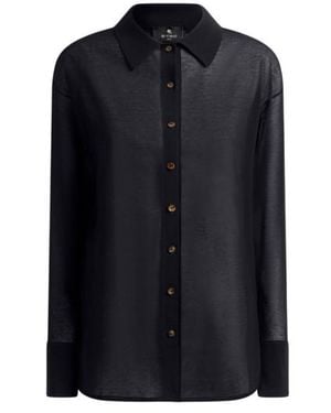 Etro Knit Cotton-Blend Shirt - Blue