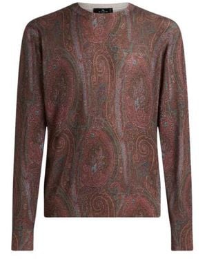 Etro Jacquard Sweater With Paisley Motif - Brown