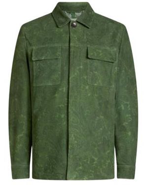 Etro Suede Jacket With Floral Paisley Motif - Green