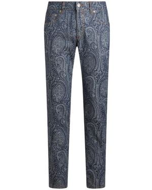 Etro Jeans With Paisley Motif All Over - Blue