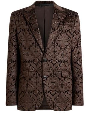 Etro Veste Droite En Coton Avec Cristaux Et Motif Damassé, Homme, Taille - Marron