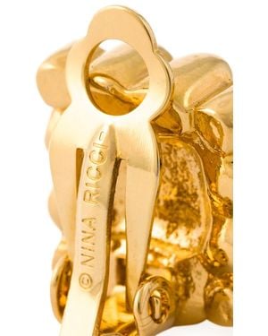 Nina Ricci Cut Zirconium Clip-on Earrings - Metallic