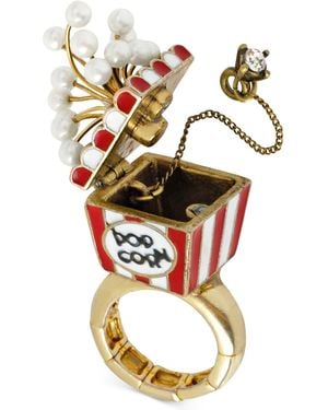 Betsey Johnson Antique Goldtone Popcorn Stretch Ring - Metallic