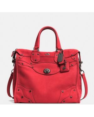 COACH Rhyder 33 Satchel in Suede - Red