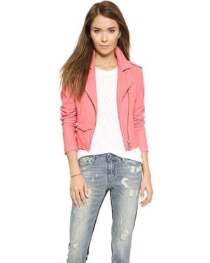 IRO Ashville Leather Jacket - Coral Pink