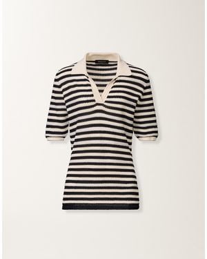 Fabiana Filippi Organic Cotton Polo With Micro Sequins, Butter And - Multicolour