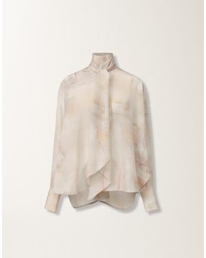 Fabiana Filippi Printed Crepe De Chine Top, Butter, Maple And Peony - Natural