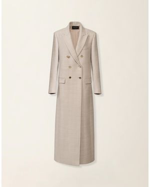 Fabiana Filippi Double Breasted Mouliné Coat - Natural
