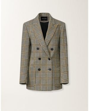 Fabiana Filippi Double-Breasted Check Jersey Jacket - Grey
