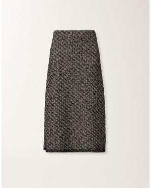 Fabiana Filippi Tweedrock Im Denim-Look Mit Pailletten, Nachtblau - Grau