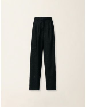 Fabiana Filippi Triple-Pleat Sequin Fabric Trousers - Black