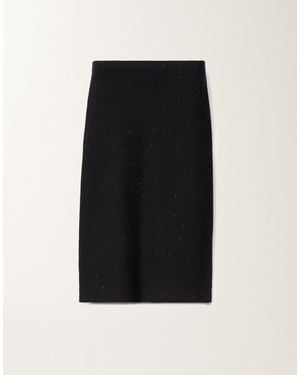 Fabiana Filippi Cotton And Linen Skirt With Sequins, Midnight - Black