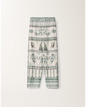 Fabiana Filippi Hose Aus Seiden-Twill Mit Print Picta - Weiß