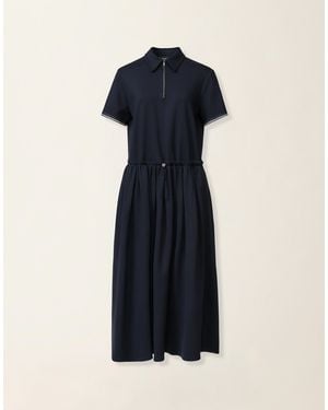 Fabiana Filippi Drawstring-Waist Polo Midi Dress - Blue