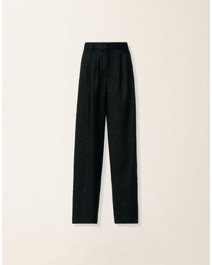 Fabiana Filippi Triple-Pleat Sequin Fabric Trousers - Black
