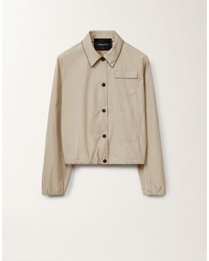 Fabiana Filippi Micro Faille Bomber Jacket, Clay - Natural