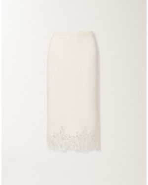 Fabiana Filippi Platinum Skirt With Macramé Lace, Raffia - Natural