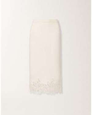 Fabiana Filippi Platinum Skirt With Macramé Lace, Raffia - Natural