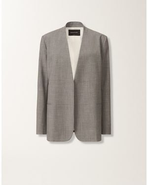 Fabiana Filippi Cool Wool Long Jacket, Melange Rock - Gray