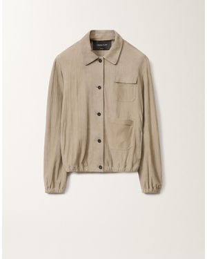 Fabiana Filippi Micro Faille Bomber Jacket, Clay in Natural