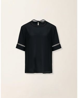 Fabiana Filippi Short-Sleeve Crêpe De Chine Top - Black