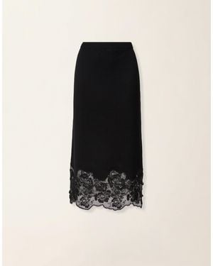 Fabiana Filippi Platinum And Lace Pencil Skirt - Black