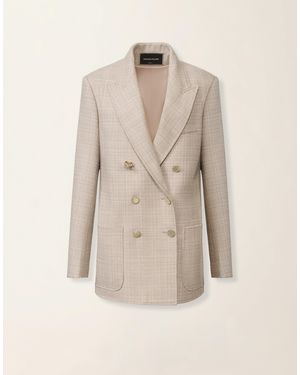 Fabiana Filippi Double Breasted Mouliné Blazer - Natural