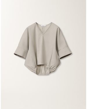 Fabiana Filippi Stretch Viscose And Linen Top, Steel - Natural