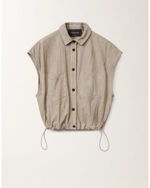 Fabiana Filippi Pleated Suede Bomber Jacket, Clay - Natural