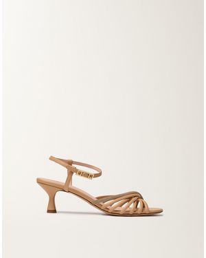Fabiana Filippi Nappa Leather Sandal With Heel, Maple - Natural