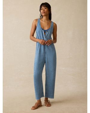 Faherty Dune Cotton Gauze Dawson Jumpsuit - Blue