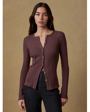 Faherty Paradise Pointelle Cardigan - Brown