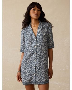 Faherty Paradise Point Linen Dress - Blue