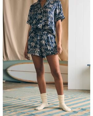 Faherty Sandwashed Silk Short Sleeve Pyjama Set - Blue