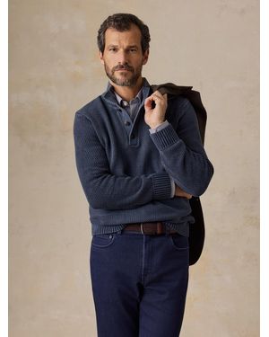 Faherty Sunwashed Dockside Quarter Button Jumper - Blue