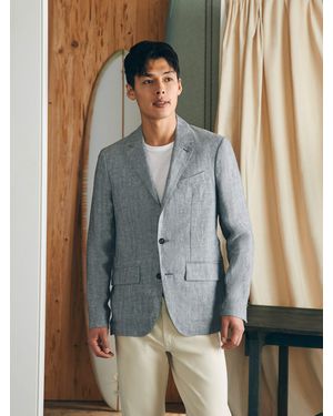 Faherty Reserve Linen Herringbone Blazer - Blue