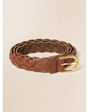 Faherty Downtown Braided Leather Belt - Brown