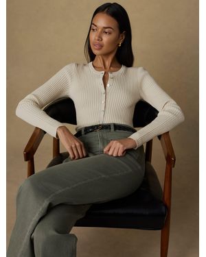 Faherty Miramar Linen Crewneck Cardigan - Brown