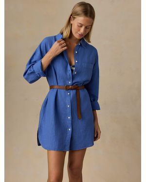 Faherty Laguna Linen Kova Shirtdress - Blue