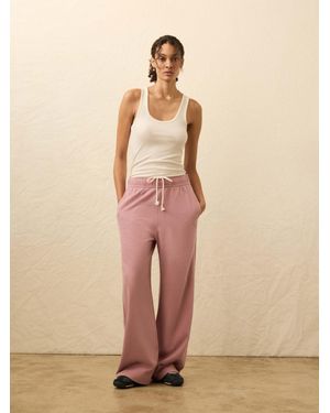 Faherty High Standard Fleece Wide Leg Sweatpant - Natural
