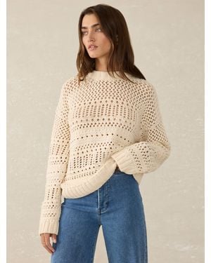 Faherty Whitecap Crochet Jumper - Natural