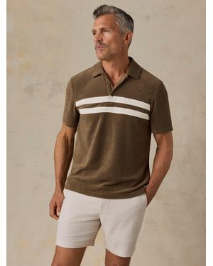Faherty Cabana Towel Terry Surf Stripe Polo Shirt - Brown