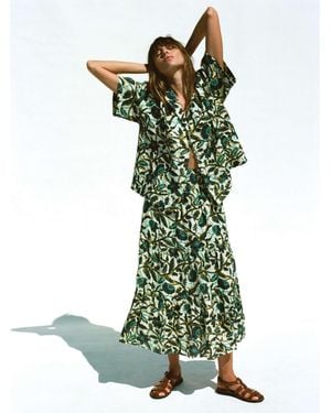 Faherty Montecito Linen Maxi Skirt - Green