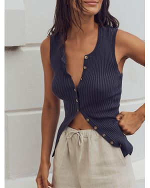 Faherty Miramar Linen Cami Cardigan - Blue