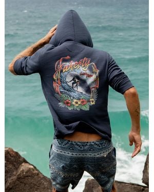 Faherty Sunwashed Organic Graphic Hoodie - Blue