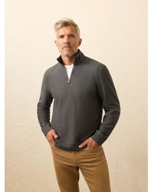 Faherty Textured Knit Quarter Zip - Grey