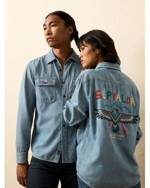 Faherty Steven Paul Judd Thunderbird Denim Workshirt - Blue