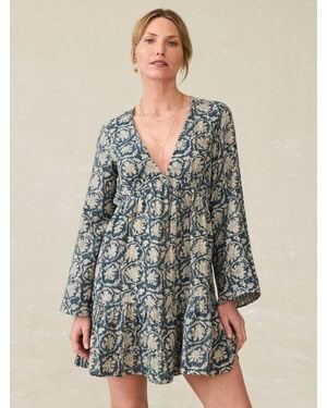 Faherty Dune Cotton Gauze Oceana Dress - Grey