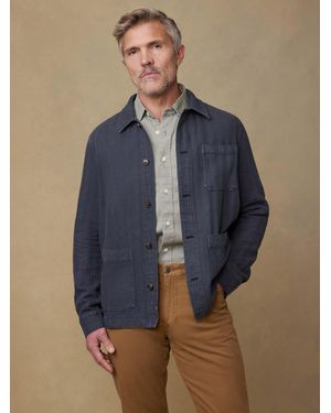 Faherty Herringbone Studio Jacket - Blue